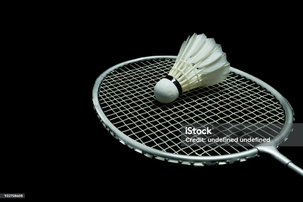 Badminton ball on black background Badminton - Sport Stock Photo