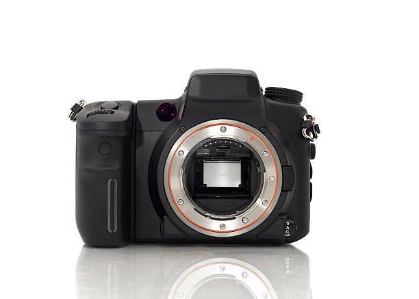 istock Front view of professional Dslr camera body and its mirror 93276407
