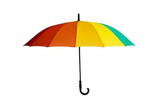 Rainbow umbrella on white