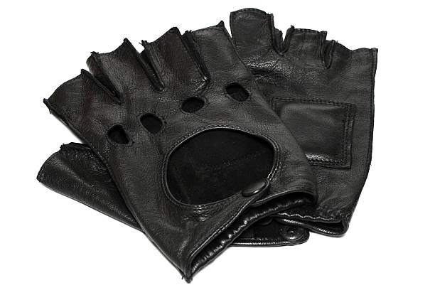 istock Pair of fingerless black leather gloves 93276944