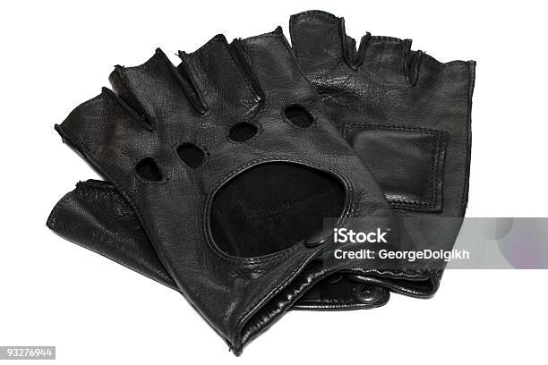 Pair Of Fingerless Black Leather Gloves Stock Photo - Download Image Now - Glove, Sports Glove, Driving