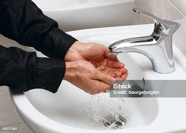 Man Washing His Hands Under Running Water Stock Photo - Download Image Now - Adult, Body Care, Color Image