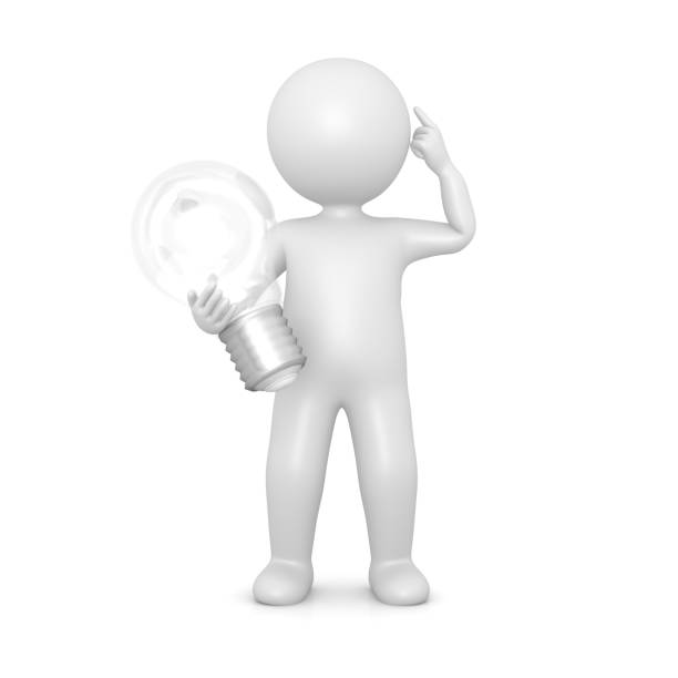 istock idea man brainstormin solution person light bulb sign symbol icon thinking innovation coaching template stick figure man pointing standing isolated cut out on white background 932778516