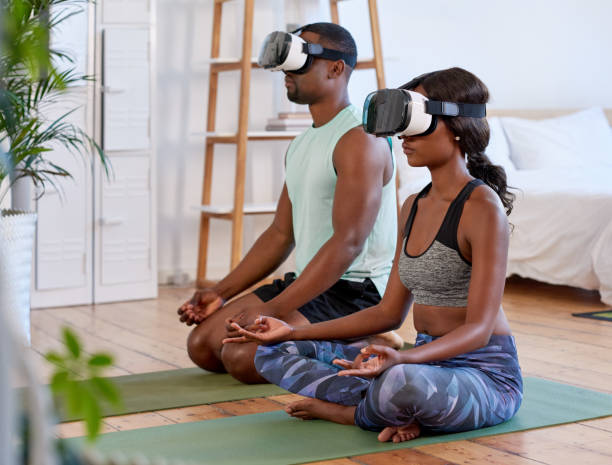 260+ Woman Wearing Virtual Reality Headset Doing Yoga Meditation Stock  Photos, Pictures & Royalty-Free Images - iStock