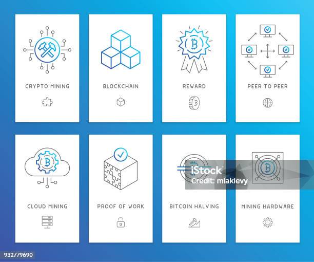 Cryptocurrency Mining Banners Stock Illustration - Download Image Now - Bitcoin, Blockchain, Incentive