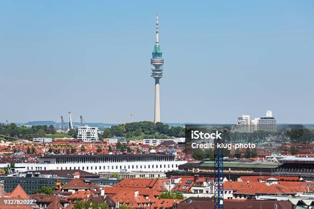 Olympiaturm Tv Tower In Munich Germany Stock Photo - Download Image Now - Munich, Aerial View, Architecture
