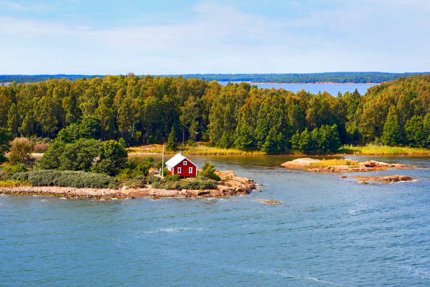 Seascape of Aland Islands archipelago. Seascape of Aland Islands archipelago at the end of summer, view from cruise ship. åland islands stock pictures, royalty-free photos & images