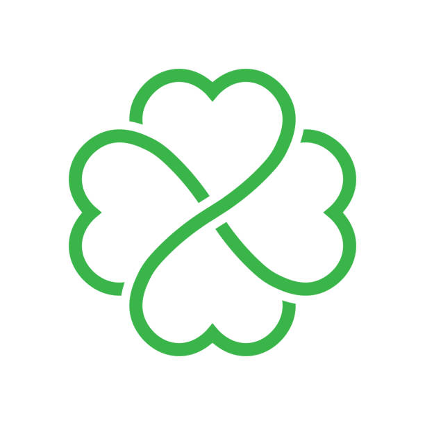 illustrations, cliparts, dessins animés et icônes de silhouette de shamrock - vert décrivent quatre icône de clover leaf. élément de design thème bonne chance. illustration vectorielle de forme géométrique simple - en forme de trèfle à quatre feuilles