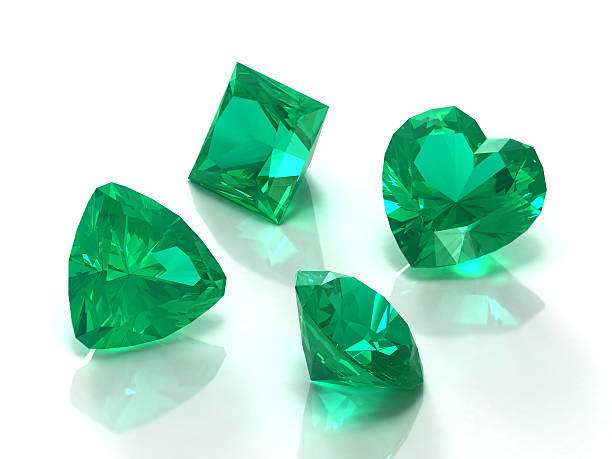 istock Four emeralds in different shapes including a heart 93279308