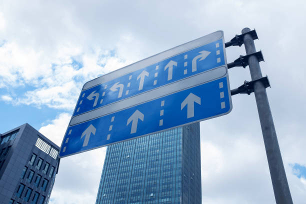 istock Road sign in the modern city 932794522