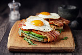 Healthy bacon fried egg brunch