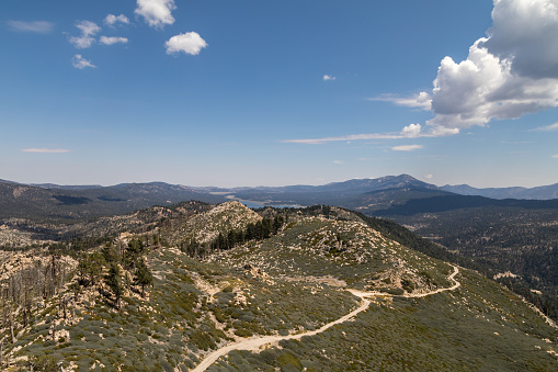 Distant shot of Big Bear Lake from top of Butler's Point - California