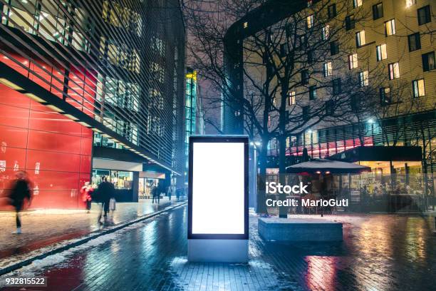 Blank Billboard At Night Stock Photo - Download Image Now - Billboard, Advertisement, Night