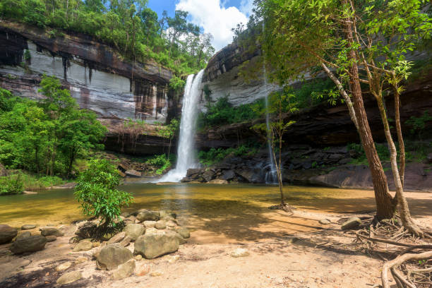istock Beautiful Huay Luang waterfall in green forest in jungle, Ubon Ratchathani, Thailand. 932816618