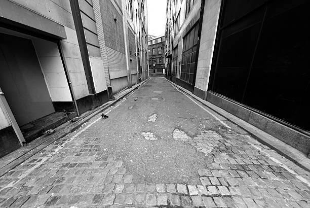 istock Black and white wide angle backstreet 93281769