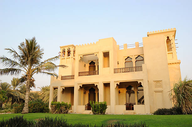 Vacation at villa in luxurious hotel, Dubai, UAE stock photo