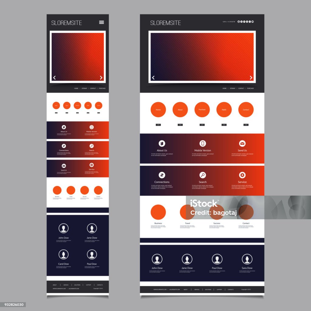 Design In Page Responsive One Page Website Template Stock Illustration - Download ...