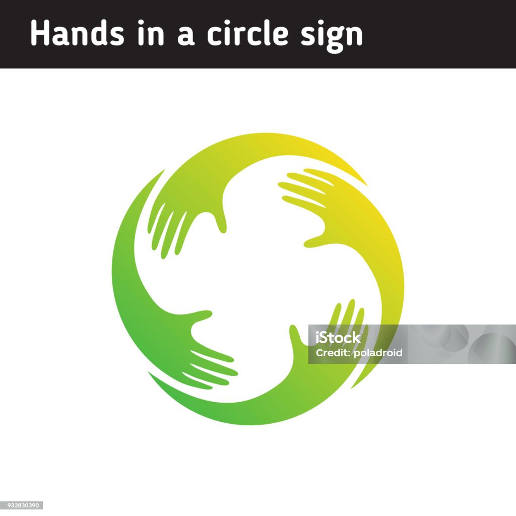 Hands in a circle, a symbol of teamwork, support Hand stock vector