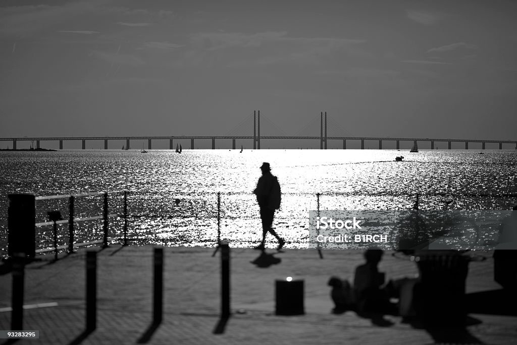 silhuette da Ponte de Oresund - Foto de stock de Alto contraste royalty-free