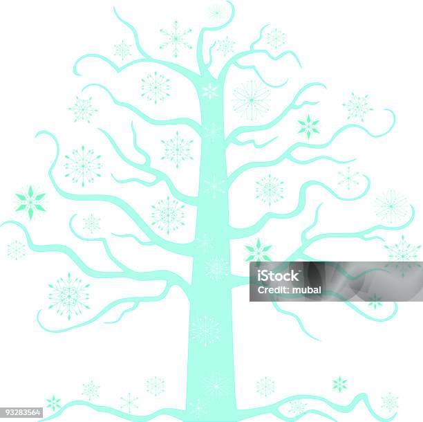 Дерево В Замороженном Виде — стоковая векторная графика и другие изображения на тему Без людей - Без людей, Векторная графика, Ветвь - часть растения