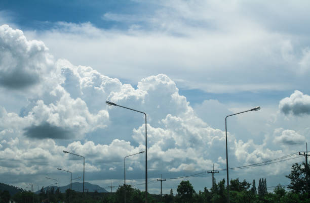 blue sky with cloud over the city in sunny day