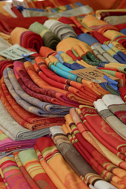 istock Market stall of Provencal tablecloths 93283721