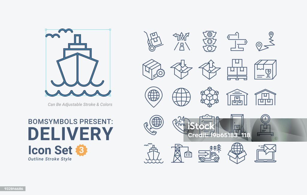 Delivery-Outline-B03 Set of Delivery-Outline-B03 Icons Vetor Icon Symbol stock vector