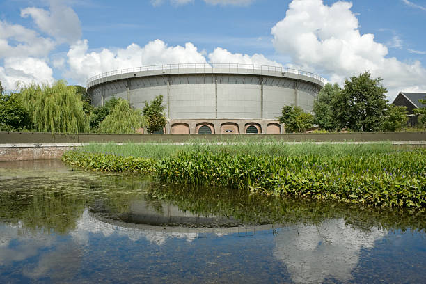 historical gasometer stock photo