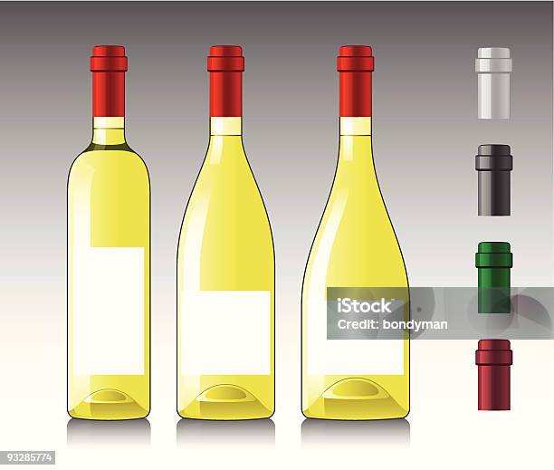 White Wine Bottles Stock Illustration - Download Image Now - Alcohol - Drink, Bottle, Color Image