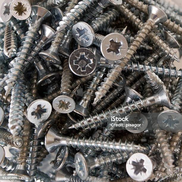 Wood Screws Stock Photo - Download Image Now - Bunch, Chrome, Close-up