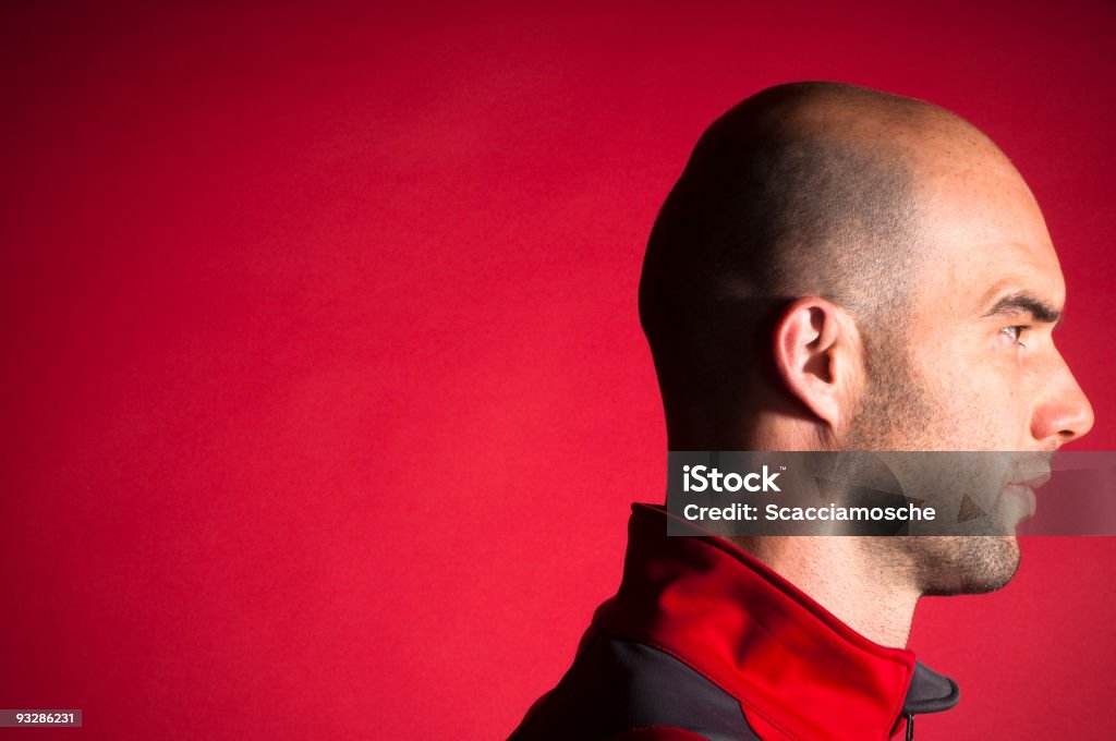 Perfil, vermelho - Royalty-free Calvície Foto de stock