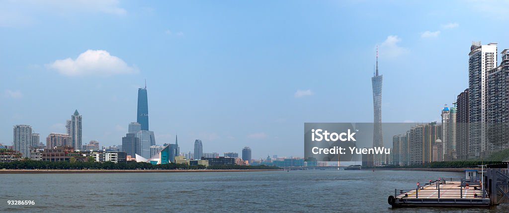 Guangzhou Skyline in the Pearl River  Architecture Stock Photo