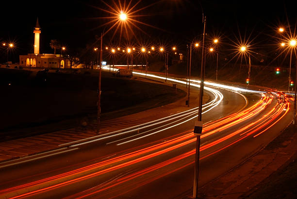 istock Cars at night with motion blur 93288329