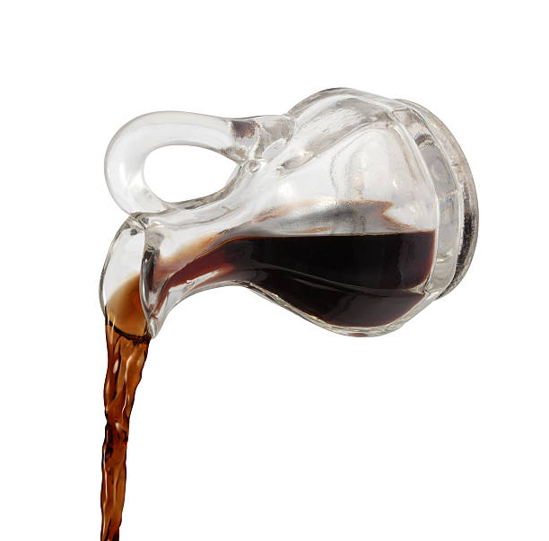 balsamico pour (with clipping path - vinegar bottle balsamic vinegar cruet stock-fotos und bilder