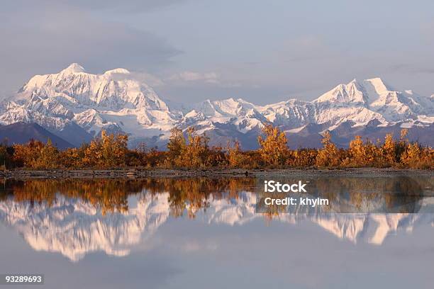 Reflection Of Alaska Mountain Range Stock Photo - Download Image Now - Denali Highway, Alaska - US State, Mountain