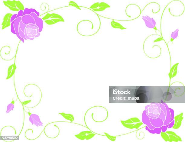 Quadro De Rosas - Arte vetorial de stock e mais imagens de Botão - Estágio de flora - Botão - Estágio de flora, Caule de planta, Cor de rosa