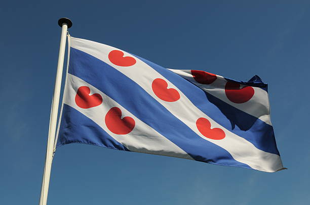 bandera frisias, frisia, los países bajos - friesland fotografías e imágenes de stock