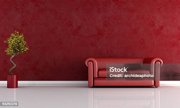 Red Living Room Stock Photo - Download Image Now - Domestic Room, Red, Apartment