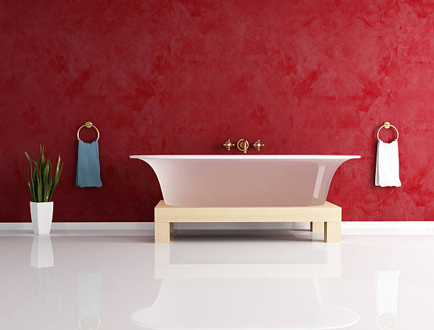istock fashion bathtub against stucco wall 93292334