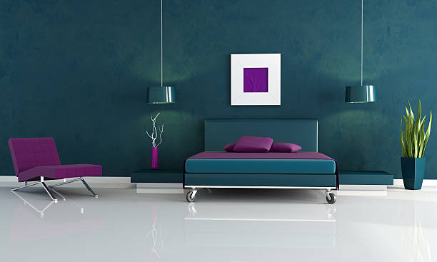 istock modern blue and purple bedroom 93292372