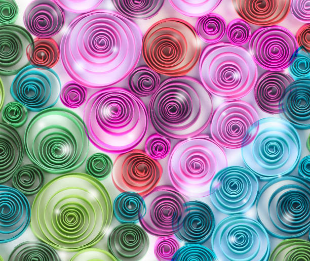 curling palette rainbow paper abstract background curling palette rainbow paper abstract background paper quilling stock pictures, royalty-free photos & images