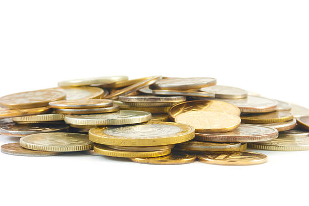 istock Metal coins isolated on white 93294424