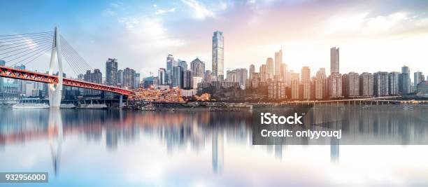 Cityscape And Skyline Of Chongqing In Cloud Sky Stock Photo - Download Image Now - Riverbank, Business, Urban Skyline