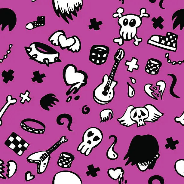 Vector illustration of Emo Seamless Pattern