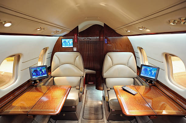 бизнес jet отделение - vehicle interior corporate jet jet private airplane стоковые фото и изображения