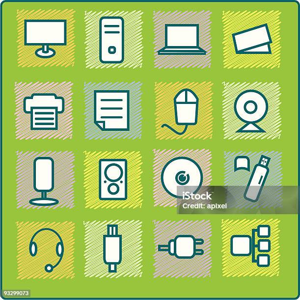 Ilustración de Iconos De Computadora Acolchada y más Vectores Libres de Derechos de Altavoz - Altavoz, Auriculares - Equipo de música, CD-ROM