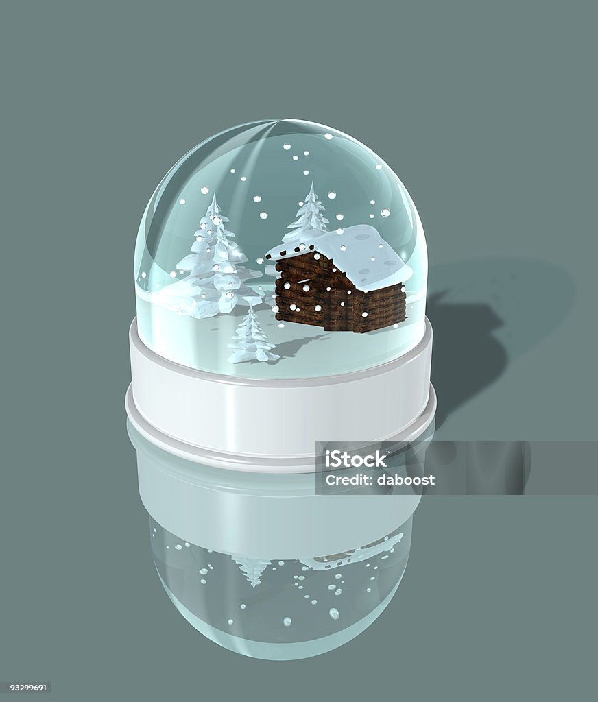 3 D Sfera di vetro con la neve - Foto stock royalty-free di Chalet