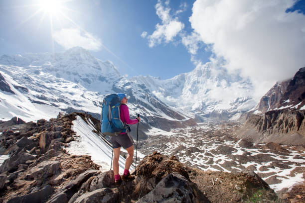istock Trekker on the way to Annapurna base camp, Nepal 932997054
