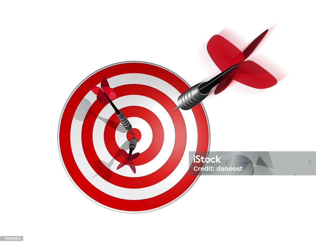 3 D dart à direita na target center - Foto de stock de Alvo royalty-free