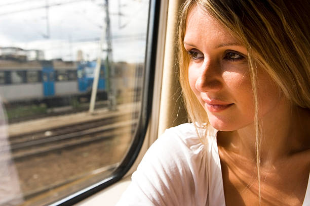 istock young woman in vintage train 93300551